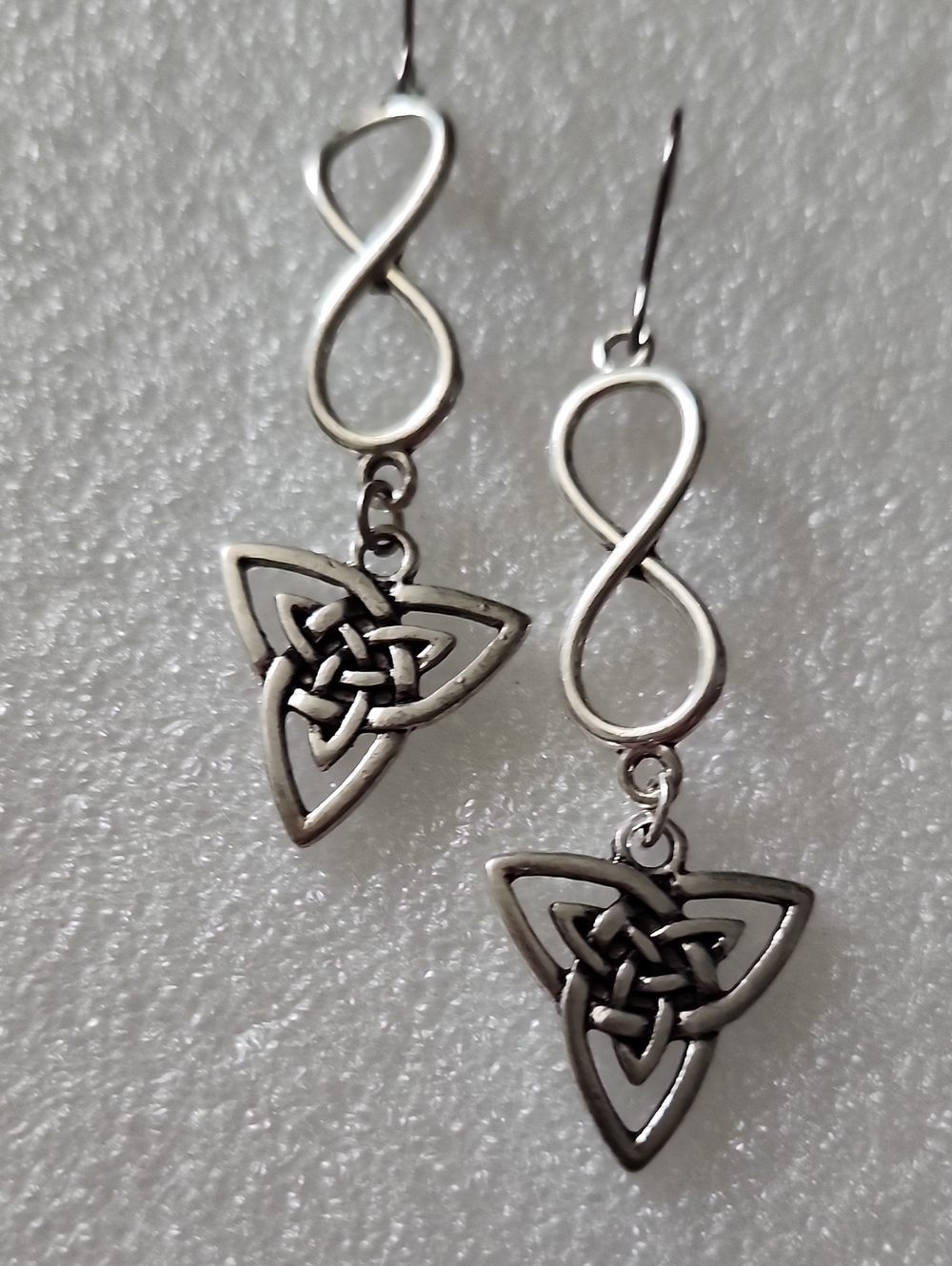 Hand Crafted Silver Infinity & Celtic Knot Drop Earrings